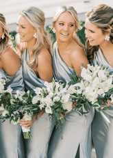 Alva | Sophisticated Sheath Dusty Blue Satin Maxi Bridesmaid Dress with Slit and One Shoulder - Price #price_variant_lowest# - Dusty Blue - PromDressClub